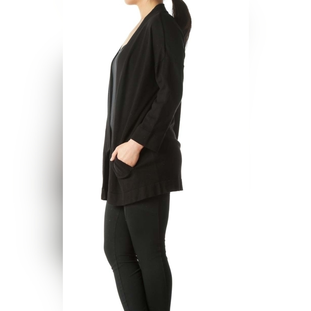 ZARA Black 3/4 Sleeve Pocketed Knit Cardigan, Size S - Picture 3 of 11